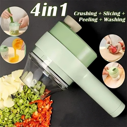 Rechargeable 4 In 1 Electric Vegetable Cutter With Multi-Function Slicer