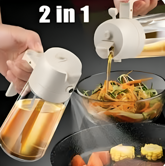 2 in 1 Glass Oil Sprayer and Dispenser, Sprayable and Pourable Oil Bottle 500 ml Random color
