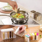 Spice Jars Dispenser Masala Rack | Crystal Seasoning Storage Set with Easy Flow Design | Airtight Kitchen Storage Containers | Set of 6