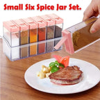 Spice Jars Dispenser Masala Rack | Crystal Seasoning Storage Set with Easy Flow Design | Airtight Kitchen Storage Containers | Set of 6