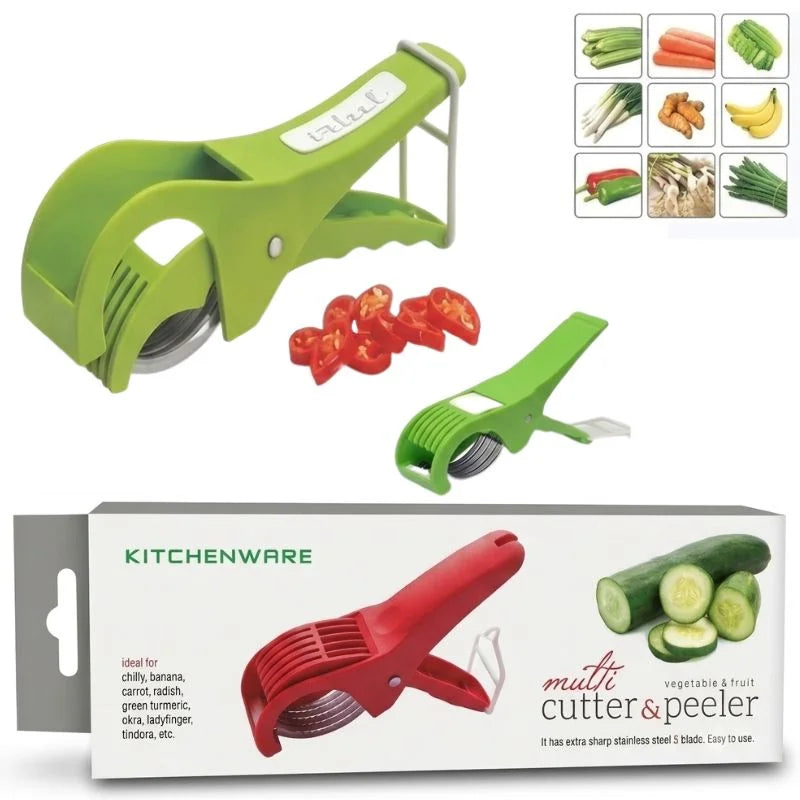 5 Blade Vegetable & Fruit Cutter and Slicer | Multipurpose Vegetable Chopper & Fruit Slicer |  Kitchen Cutter with 5 Stainless Steel Blades | Multiple Colors