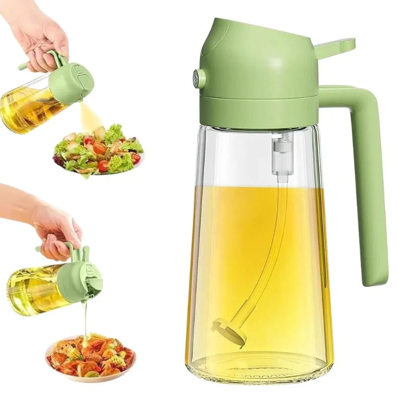2-in-1 Glass Oil Spray Bottle & Dispenser with Pouring Spout | Kitchen Oil Mister for Air Fryer, BBQ & Cooking| 450ml